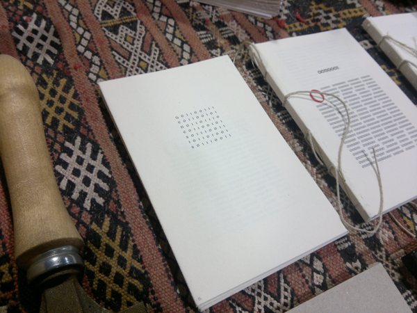 Leatherbound Book Works’ binary book of Genesis at Mini Maker Faire NC